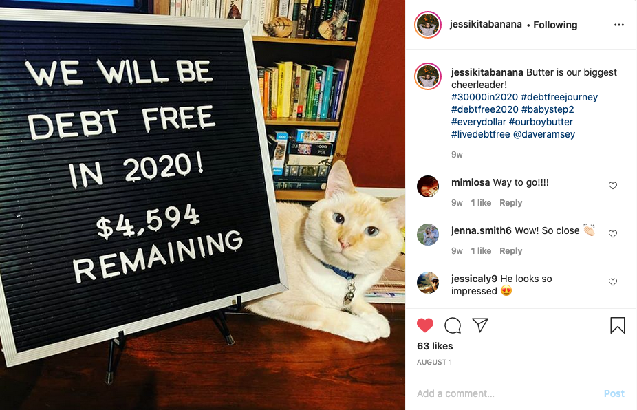 Jessica's cat cheering her on!